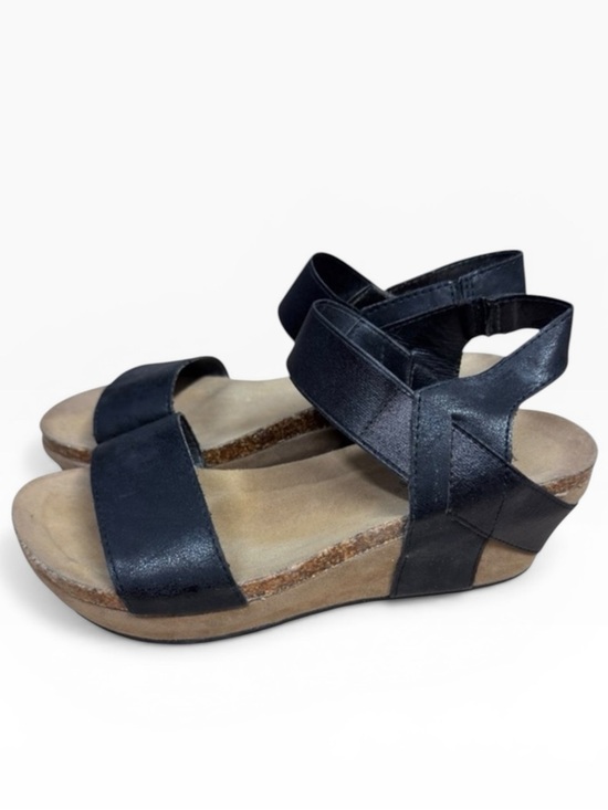 Pierre Dumas Chantal-2 Black Platform Wedge Sandals Women’s Size 9 Comfort Sling